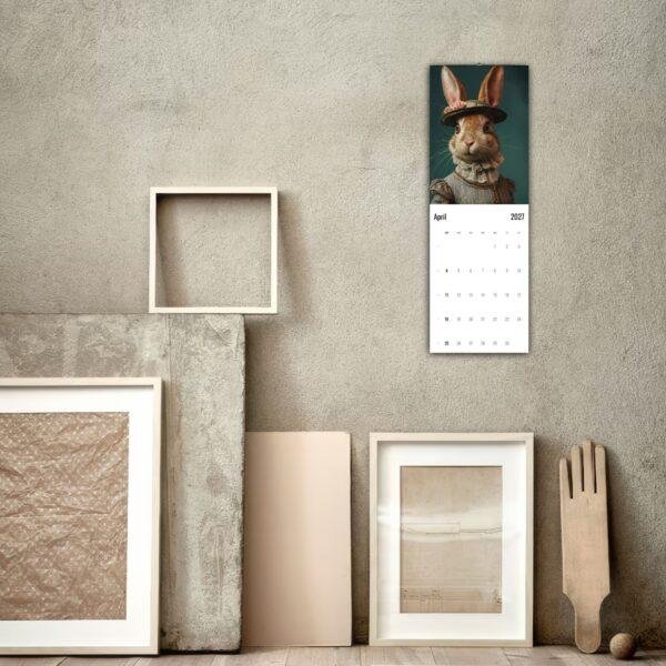 2027 April wall calendar featuring dressed rabbit portrait