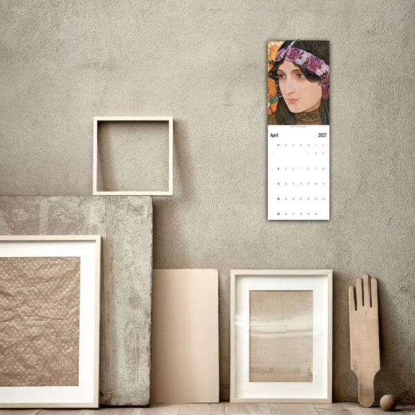 April 2027 wall calendar with classical portrait artwork displayed