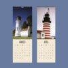 Two lighthouse wall calendars showing March and April months