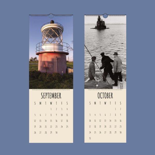 September and October lighthouse-themed wall calendar pages