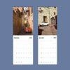 2027 wall calendar featuring vintage Fiat 500 cars in Italy
