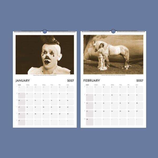 2027 vintage circus photography wall calendar January February