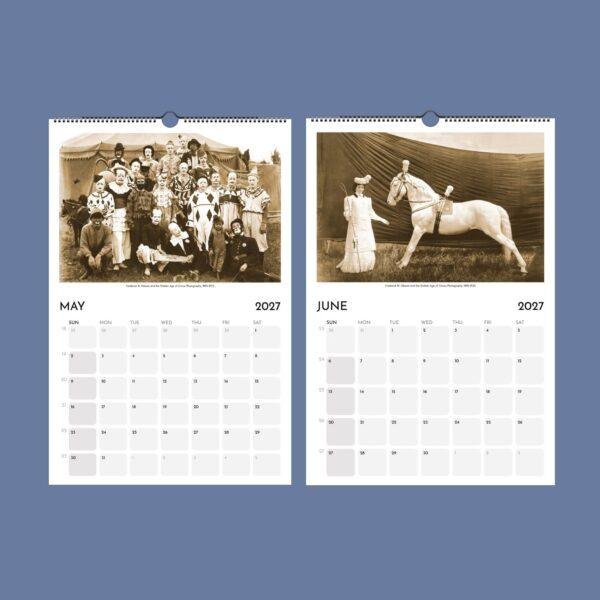2027 vintage circus photography wall calendar May and June