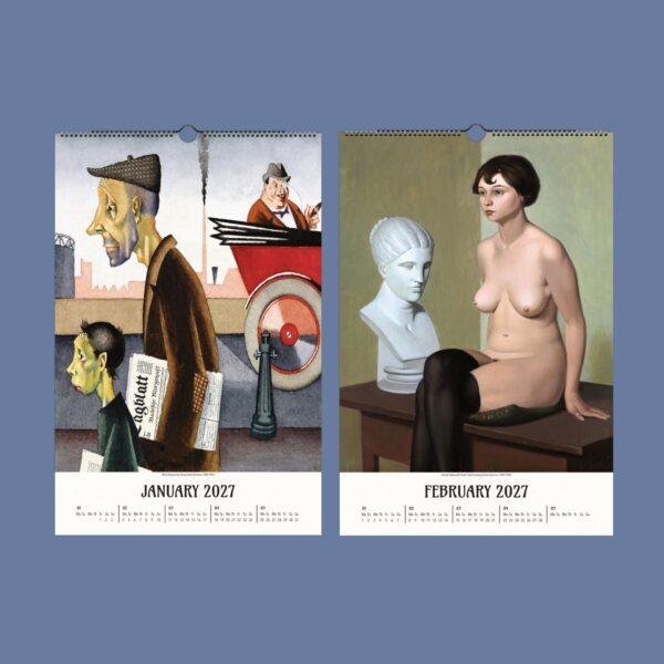 2027 wall calendar featuring Georg Scholz artwork for January and February