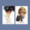 Vintage illustration 2027 wall calendar showing elegant Edwardian women