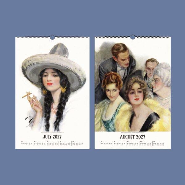 2027 wall calendar featuring vintage art illustration pages