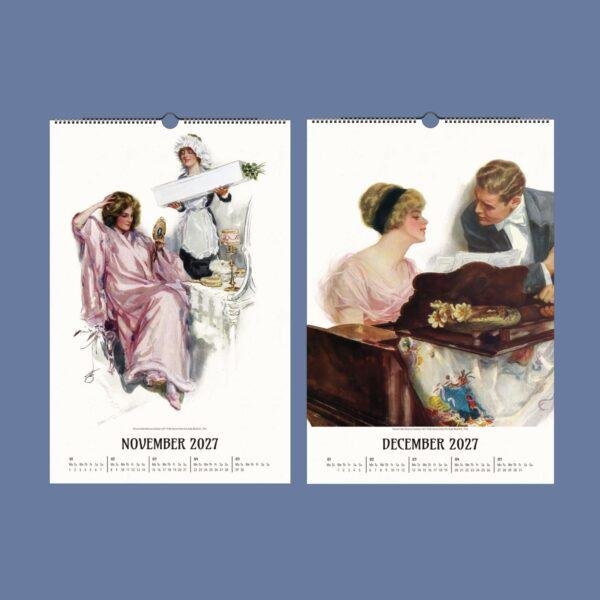 2027 wall calendar featuring vintage Edwardian illustration art