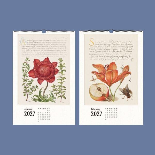 2027 botanical wall calendar with vintage floral illustrations