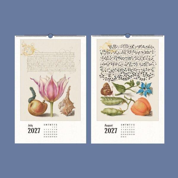 2027 wall calendar featuring vintage botanical illustrations July August