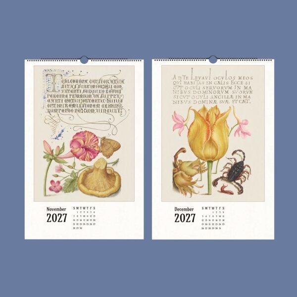 2027 wall calendar featuring vintage botanical illustrations for November December