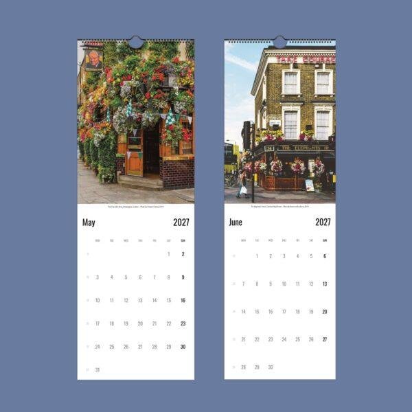 2027 wall calendar featuring iconic London pub photographs