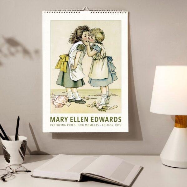 Mary Ellen Edwards 2027 wall calendar featuring two girls kissing