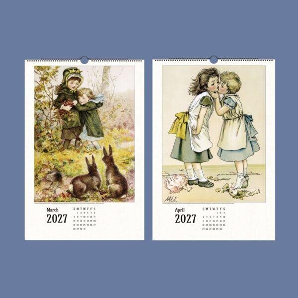 2027 wall calendar with vintage Victorian children's illustrations