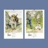 Two vintage-style 2027 wall calendars with children illustrations
