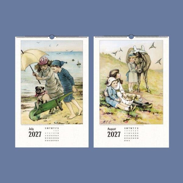 2027 wall calendar with vintage Victorian children's illustrations