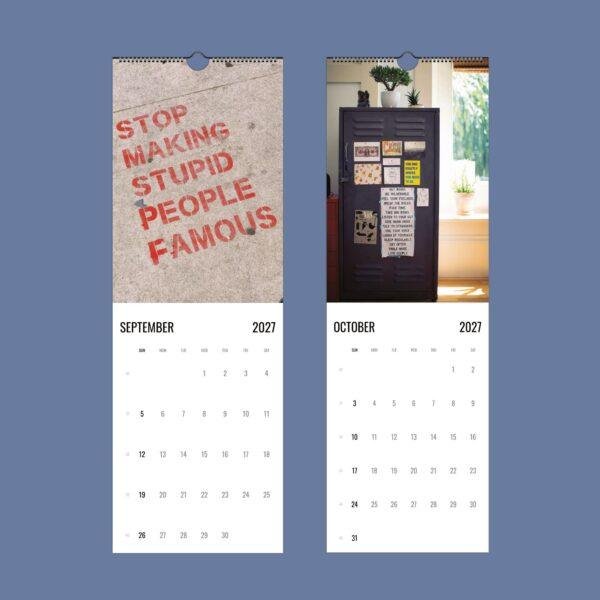 Two wall calendars for September and October 2027