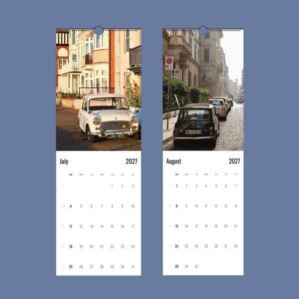 2027 wall calendar featuring classic Mini Cooper cars