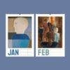January and February art calendar featuring Oskar Schlemmer paintings