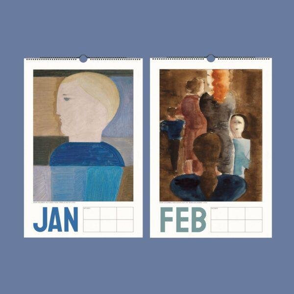 January and February art calendar featuring Oskar Schlemmer paintings