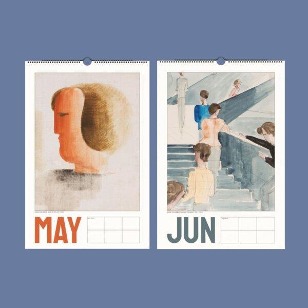 Bauhaus art wall calendar showing May and June pages