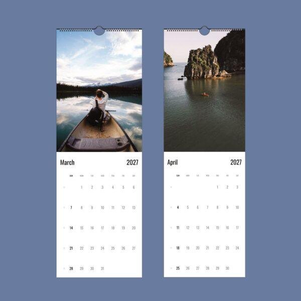 2027 wall calendar showing March and April nature scenes