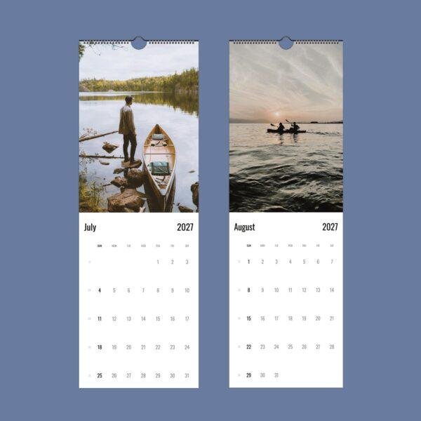 2027 wall calendar showing July and August outdoor water scenes