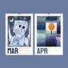 Paul Klee art wall calendar showing March and April pages