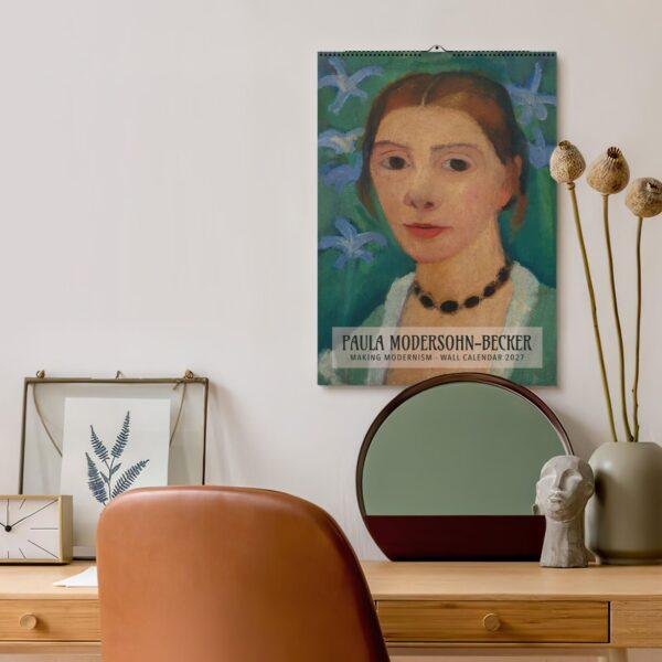 Paula Modersohn-Becker 2027 wall calendar hung above stylish desk