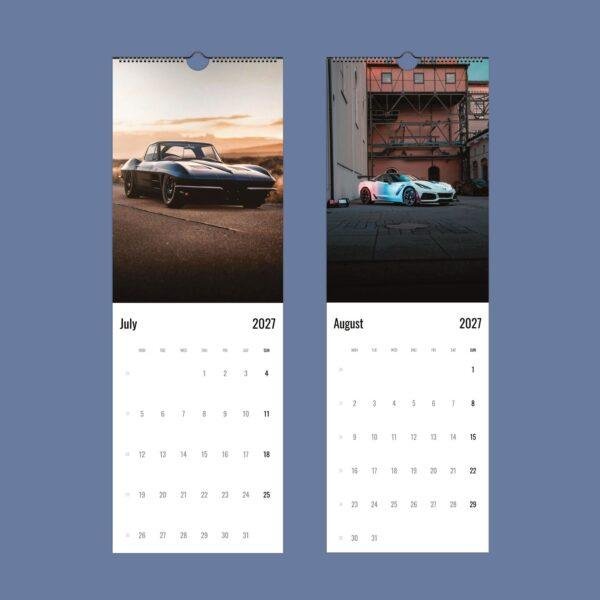 2027 wall calendar featuring classic and modern Corvettes