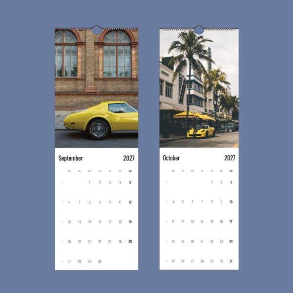 2027 wall calendar featuring yellow sports cars September October