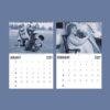 2027 wall calendar showing January and February vintage photos