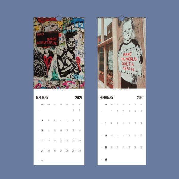 2027 wall calendar featuring street art for January and February
