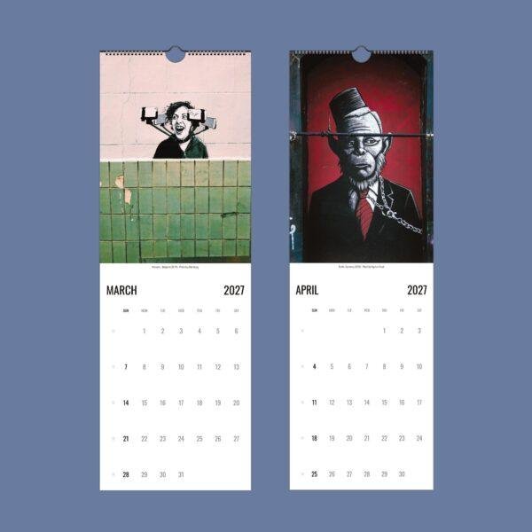 2027 wall calendar featuring street art for March and April