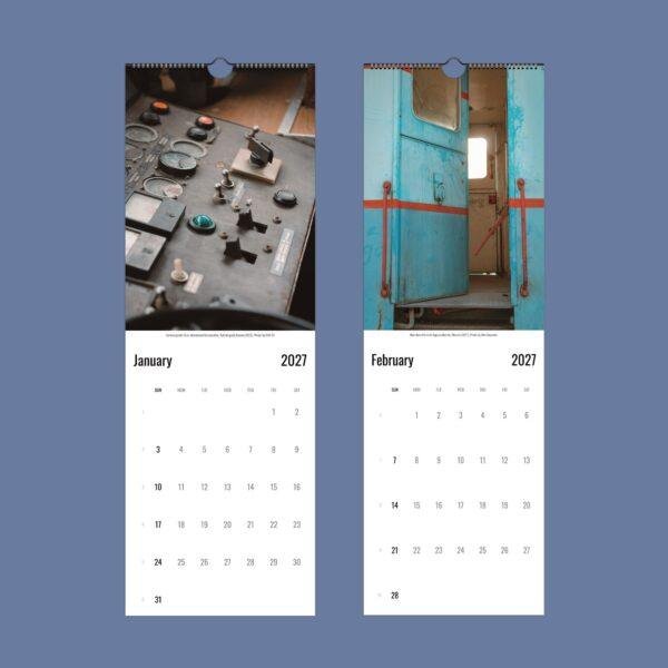 2027 wall calendar featuring abandoned train photography