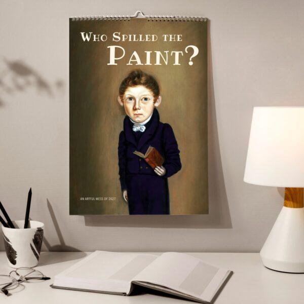 Funny 2027 wall calendar featuring classic portrait painting style