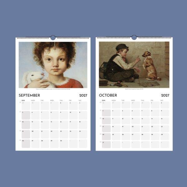 2027 wall calendar featuring classic paintings for September and October