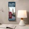 2027 London-themed wall calendar with Big Ben and red phone booth