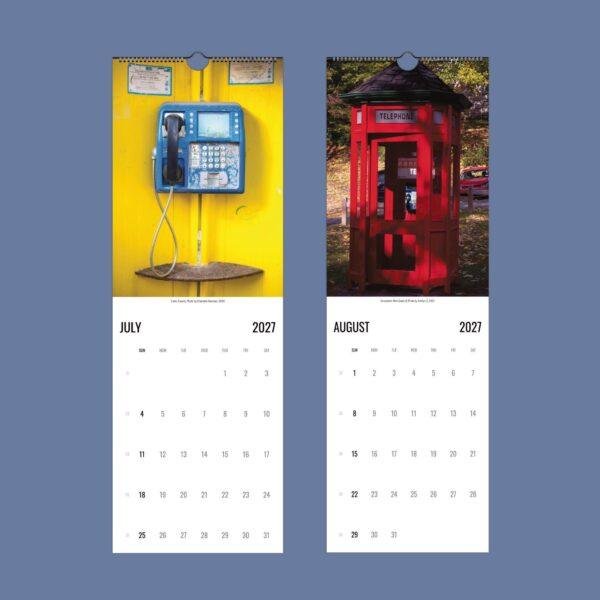 2027 wall calendar featuring vintage telephone booths worldwide