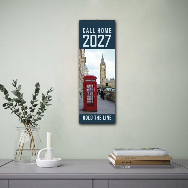 2027 London-themed wall calendar with Big Ben and phone booth