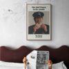 Vintage rye bread ad poster framed above bed