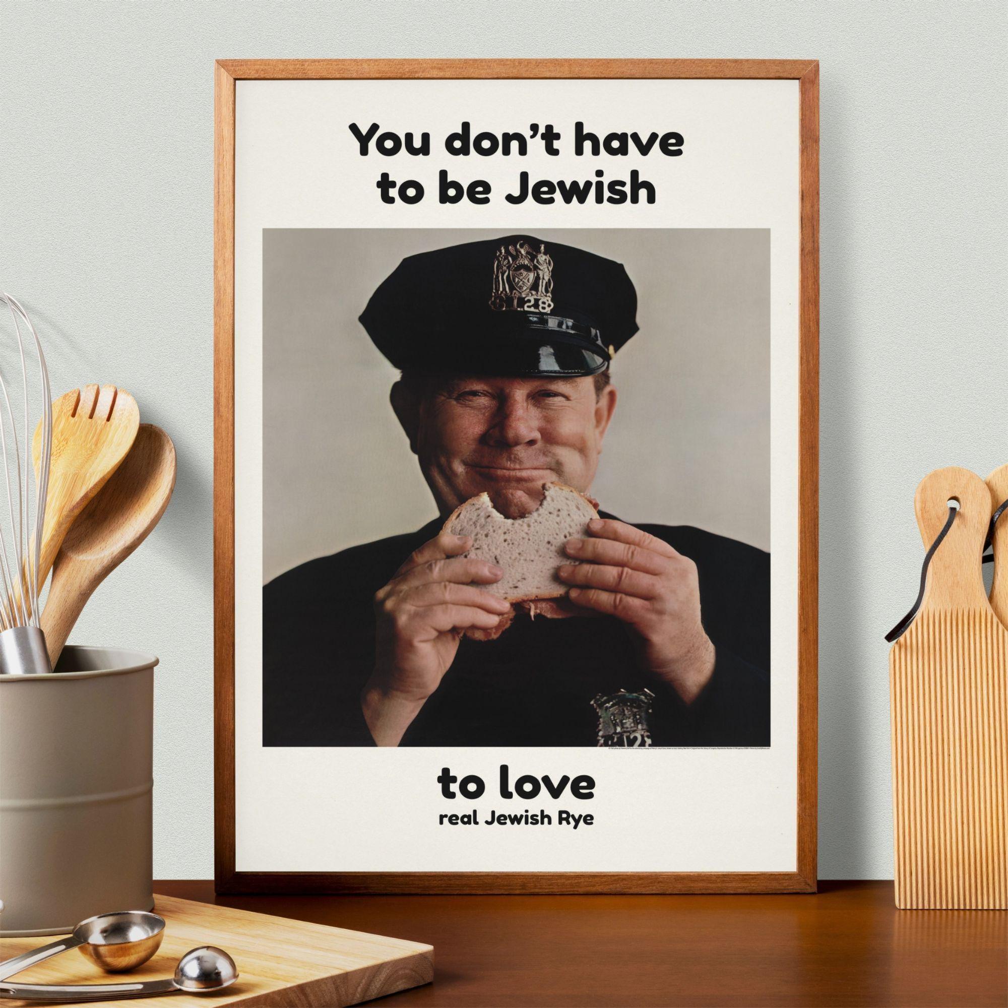 Framed vintage Jewish Rye bread advertisement poster