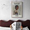 Vintage rye bread ad poster above bed headboard